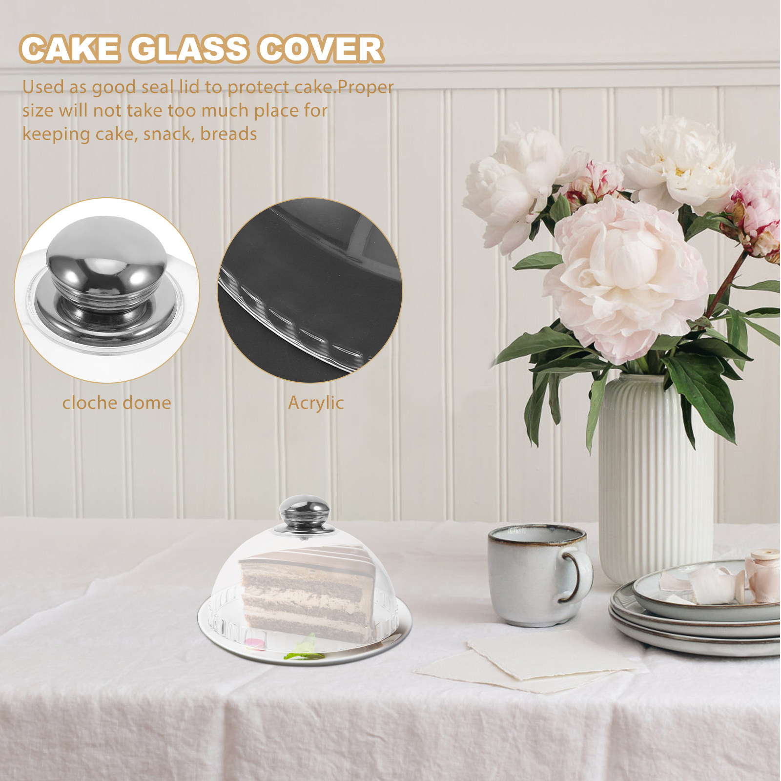 Plastic Dome Clear - Cúpula de Acrílico Transparente para Bolos,